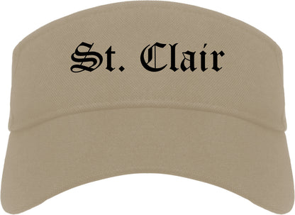 St. Clair Missouri MO Old English Mens Visor Cap Hat Khaki