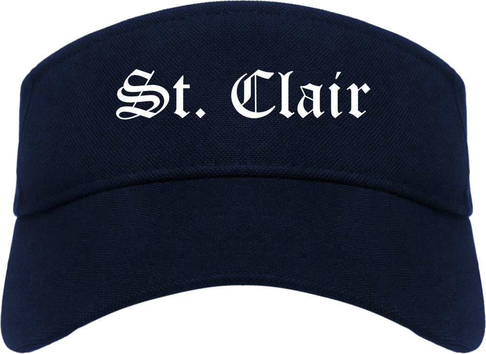 St. Clair Missouri MO Old English Mens Visor Cap Hat Navy Blue