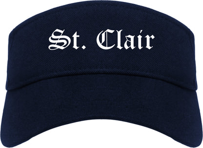 St. Clair Missouri MO Old English Mens Visor Cap Hat Navy Blue