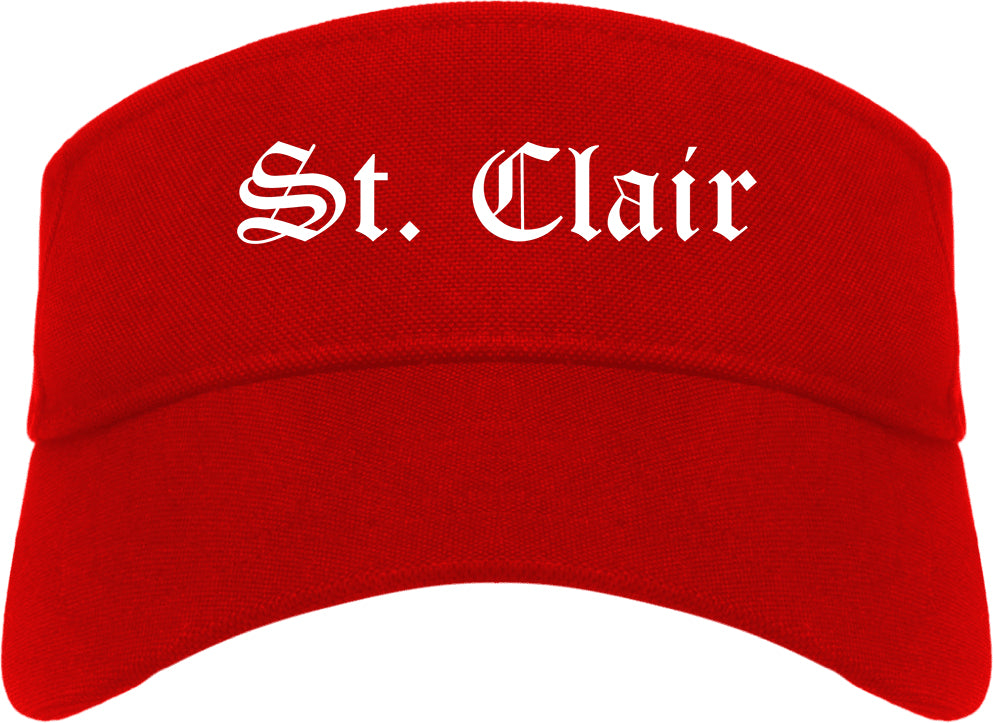St. Clair Missouri MO Old English Mens Visor Cap Hat Red