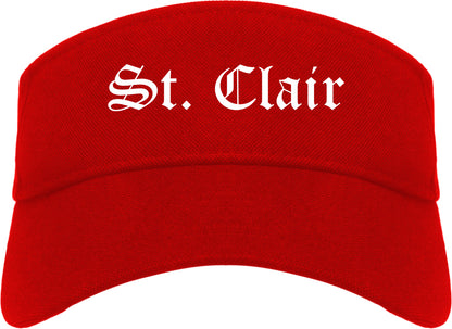 St. Clair Missouri MO Old English Mens Visor Cap Hat Red