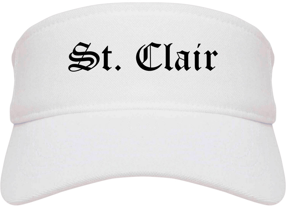 St. Clair Missouri MO Old English Mens Visor Cap Hat White