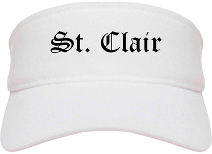 St. Clair Missouri MO Old English Mens Visor Cap Hat White