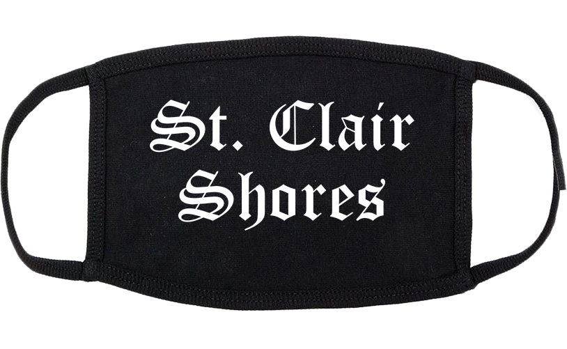 St. Clair Shores Michigan MI Old English Cotton Face Mask Black