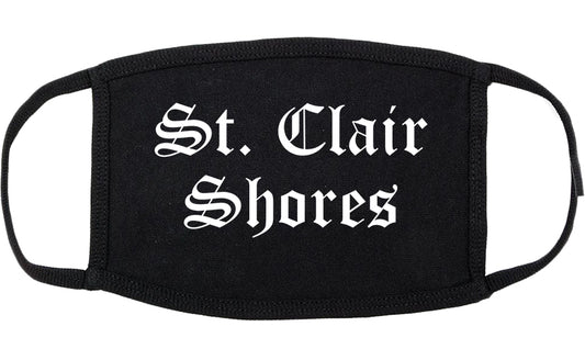 St. Clair Shores Michigan MI Old English Cotton Face Mask Black