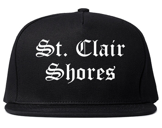 St. Clair Shores Michigan MI Old English Mens Snapback Hat Black