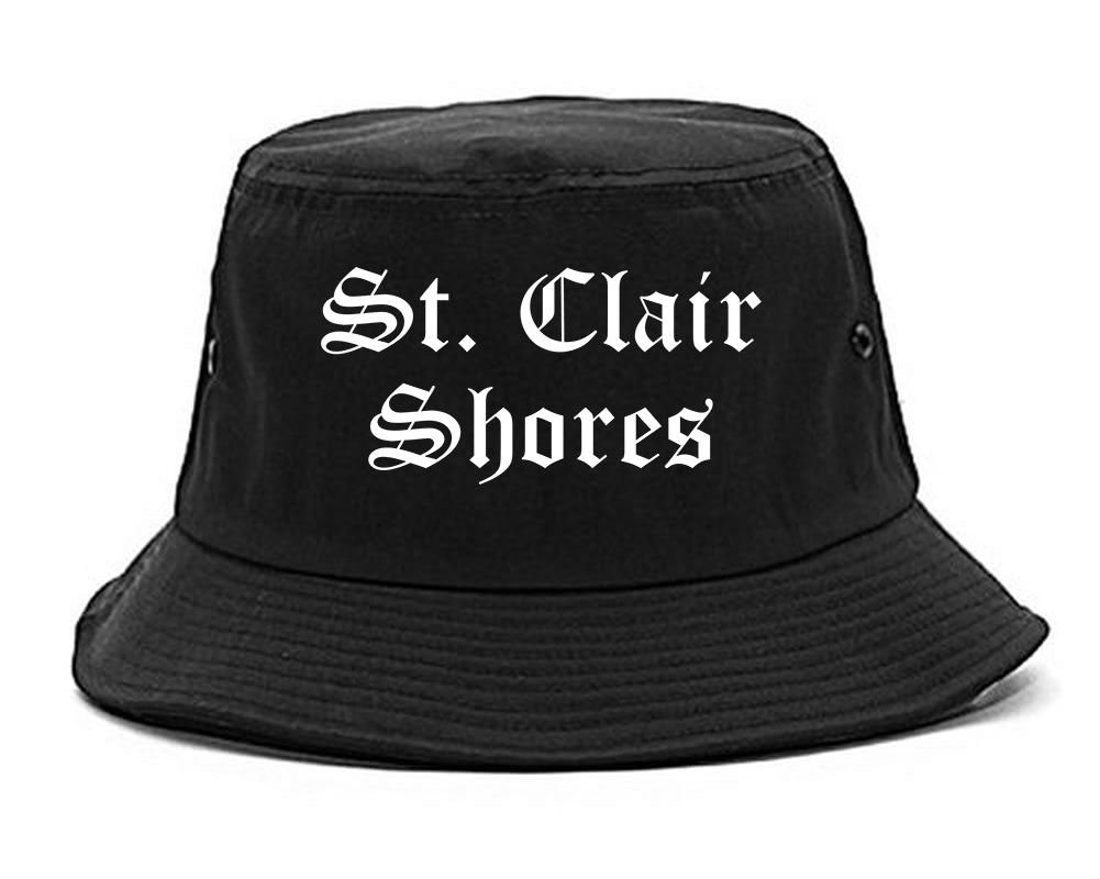 St. Clair Shores Michigan MI Old English Mens Bucket Hat Black