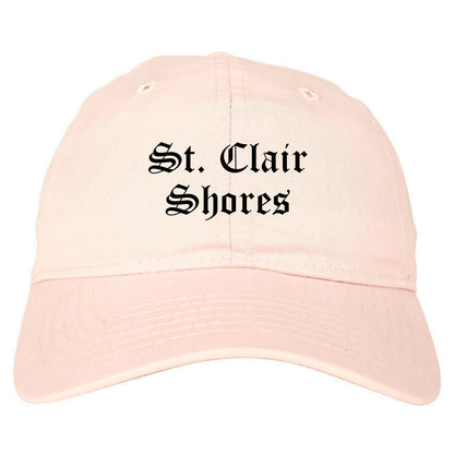 St. Clair Shores Michigan MI Old English Mens Dad Hat Baseball Cap Pink