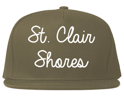 St. Clair Shores Michigan MI Script Mens Snapback Hat Grey
