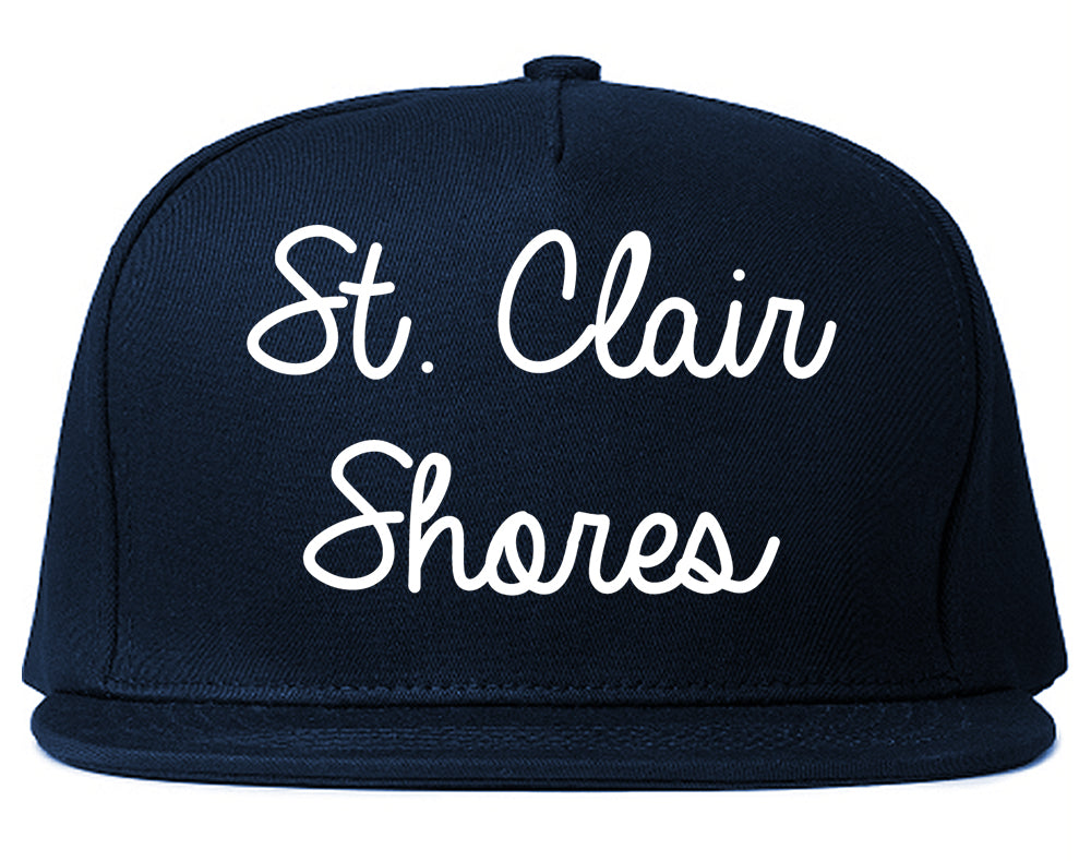 St. Clair Shores Michigan MI Script Mens Snapback Hat Navy Blue