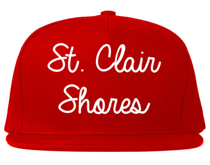 St. Clair Shores Michigan MI Script Mens Snapback Hat Red