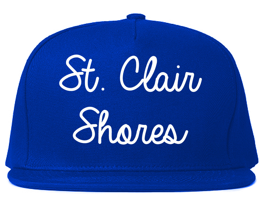 St. Clair Shores Michigan MI Script Mens Snapback Hat Royal Blue