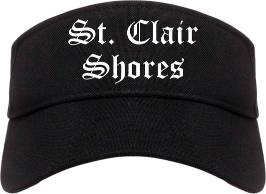 St. Clair Shores Michigan MI Old English Mens Visor Cap Hat Black