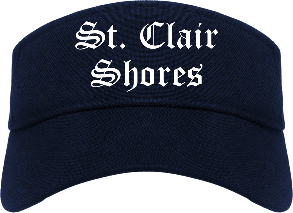 St. Clair Shores Michigan MI Old English Mens Visor Cap Hat Navy Blue