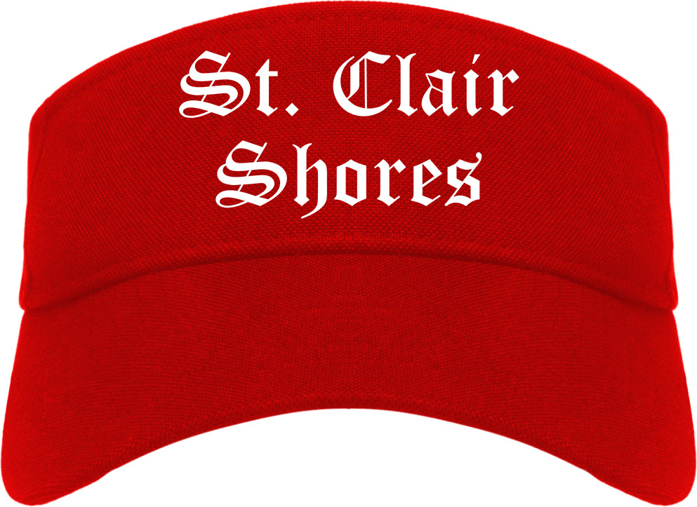 St. Clair Shores Michigan MI Old English Mens Visor Cap Hat Red