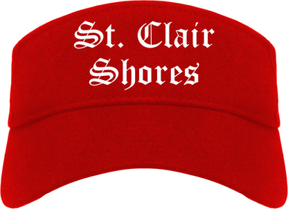 St. Clair Shores Michigan MI Old English Mens Visor Cap Hat Red