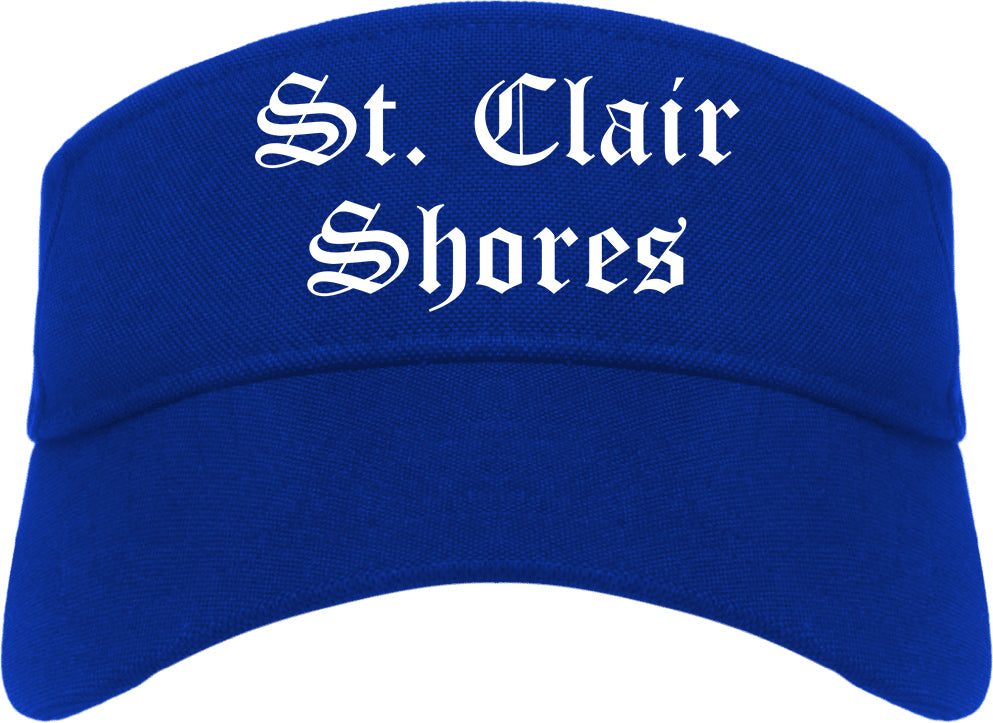 St. Clair Shores Michigan MI Old English Mens Visor Cap Hat Royal Blue