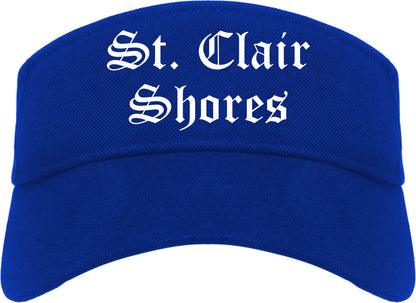 St. Clair Shores Michigan MI Old English Mens Visor Cap Hat Royal Blue