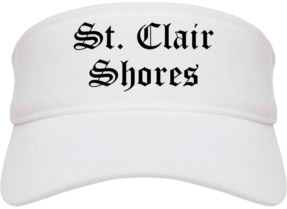 St. Clair Shores Michigan MI Old English Mens Visor Cap Hat White
