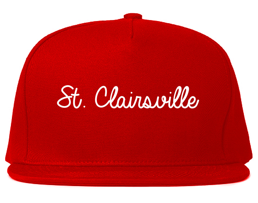 St. Clairsville Ohio OH Script Mens Snapback Hat Red