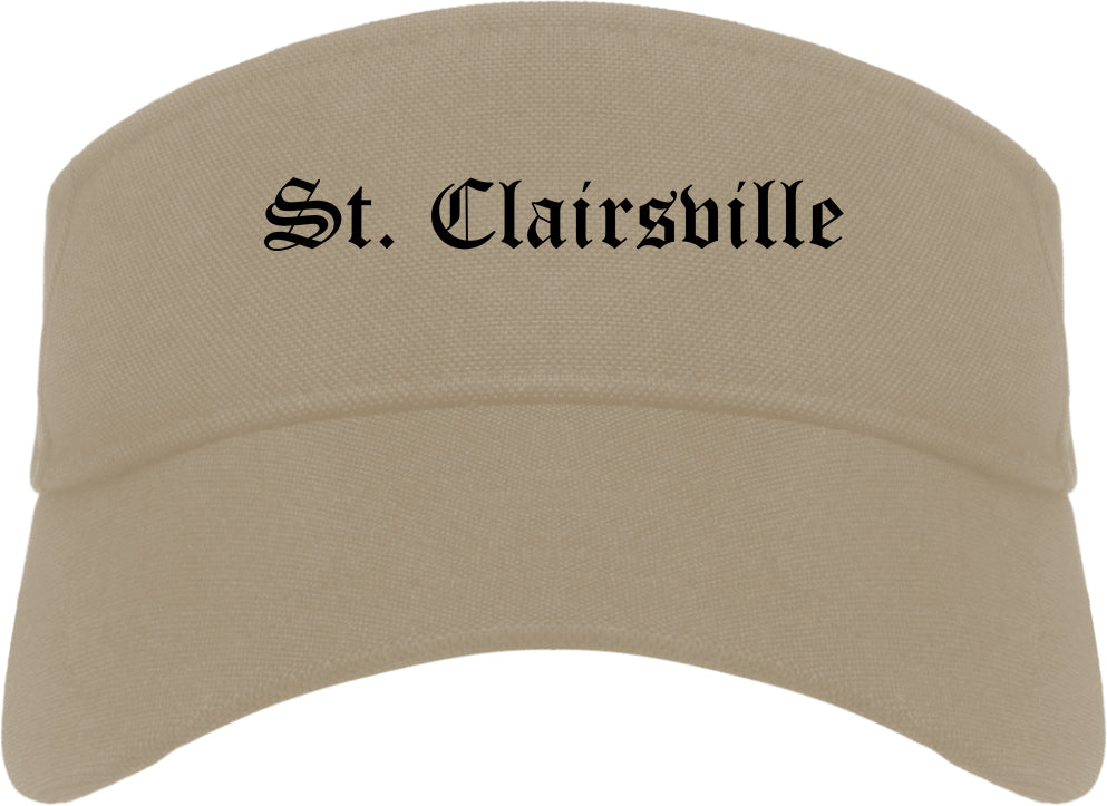 St. Clairsville Ohio OH Old English Mens Visor Cap Hat Khaki
