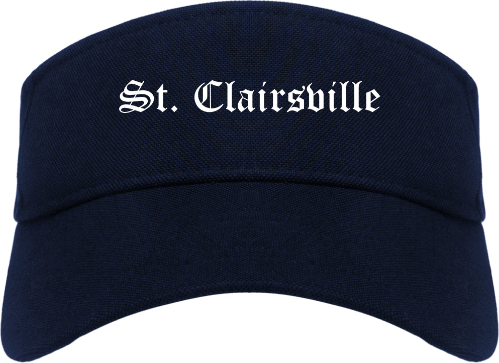 St. Clairsville Ohio OH Old English Mens Visor Cap Hat Navy Blue