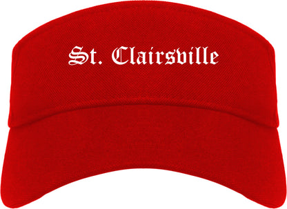 St. Clairsville Ohio OH Old English Mens Visor Cap Hat Red