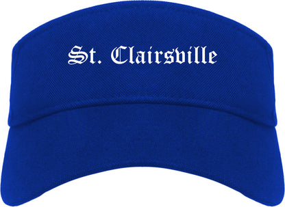 St. Clairsville Ohio OH Old English Mens Visor Cap Hat Royal Blue