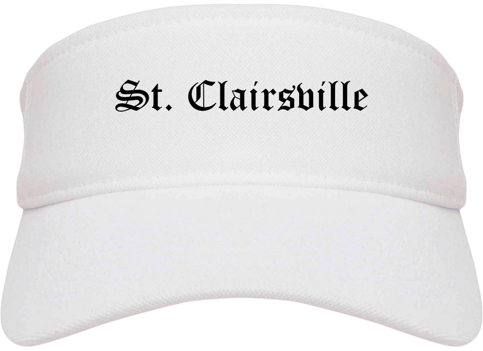 St. Clairsville Ohio OH Old English Mens Visor Cap Hat White