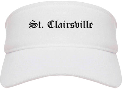 St. Clairsville Ohio OH Old English Mens Visor Cap Hat White