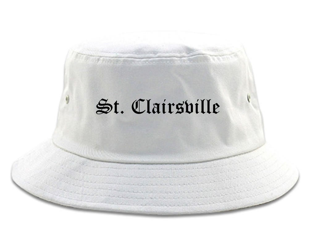 St. Clairsville Ohio OH Old English Mens Bucket Hat White