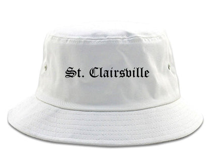 St. Clairsville Ohio OH Old English Mens Bucket Hat White