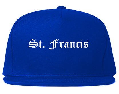St. Francis Minnesota MN Old English Mens Snapback Hat Royal Blue