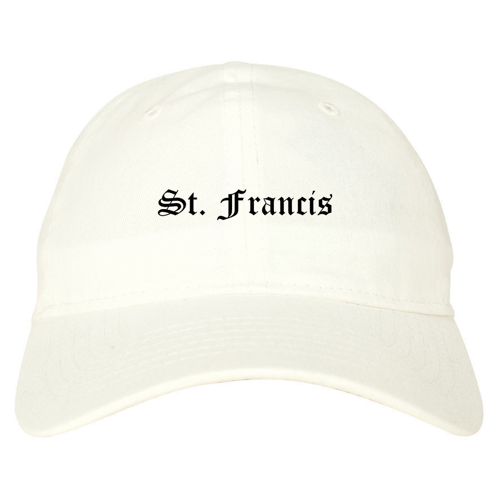 St. Francis Wisconsin WI Old English Mens Dad Hat Baseball Cap White