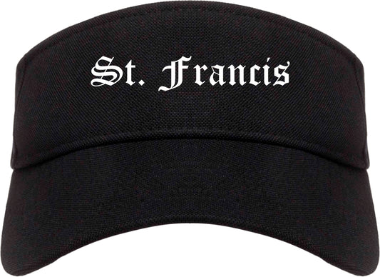 St. Francis Wisconsin WI Old English Mens Visor Cap Hat Black