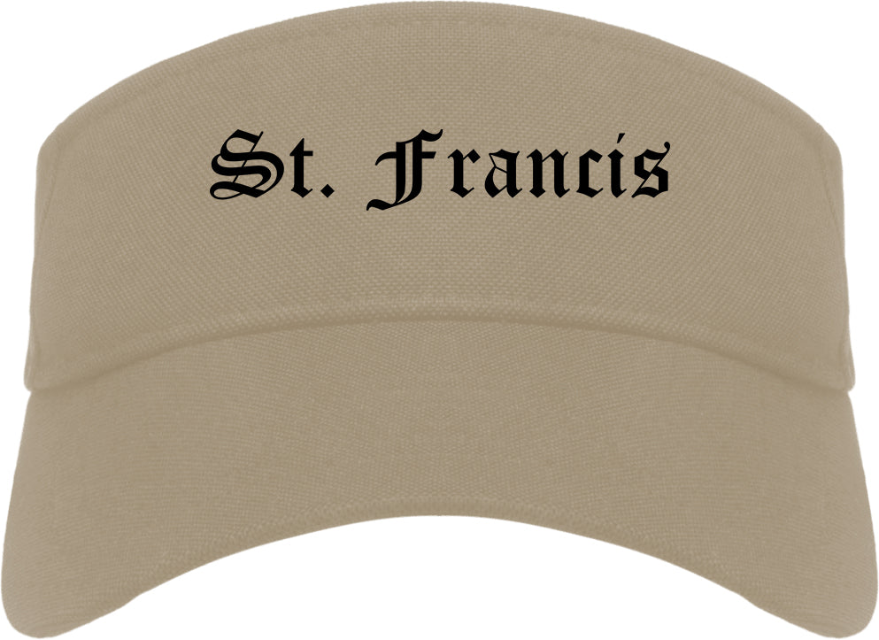St. Francis Wisconsin WI Old English Mens Visor Cap Hat Khaki