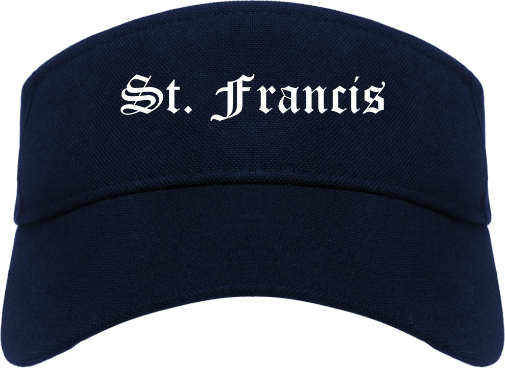 St. Francis Wisconsin WI Old English Mens Visor Cap Hat Navy Blue