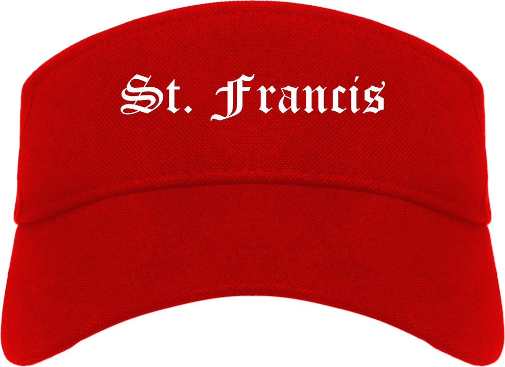 St. Francis Wisconsin WI Old English Mens Visor Cap Hat Red