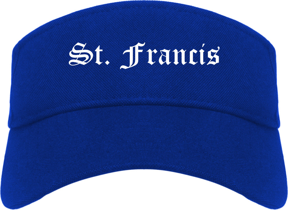 St. Francis Wisconsin WI Old English Mens Visor Cap Hat Royal Blue