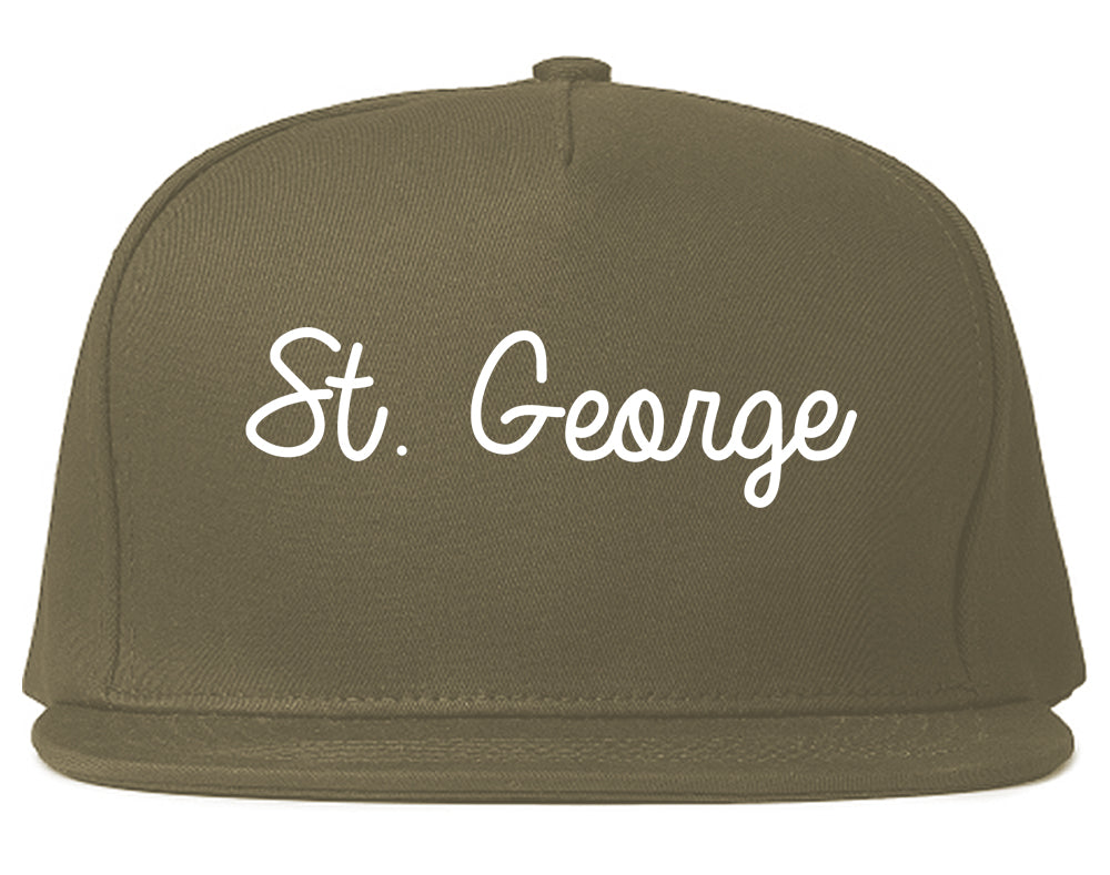 St. George Utah UT Script Mens Snapback Hat Grey
