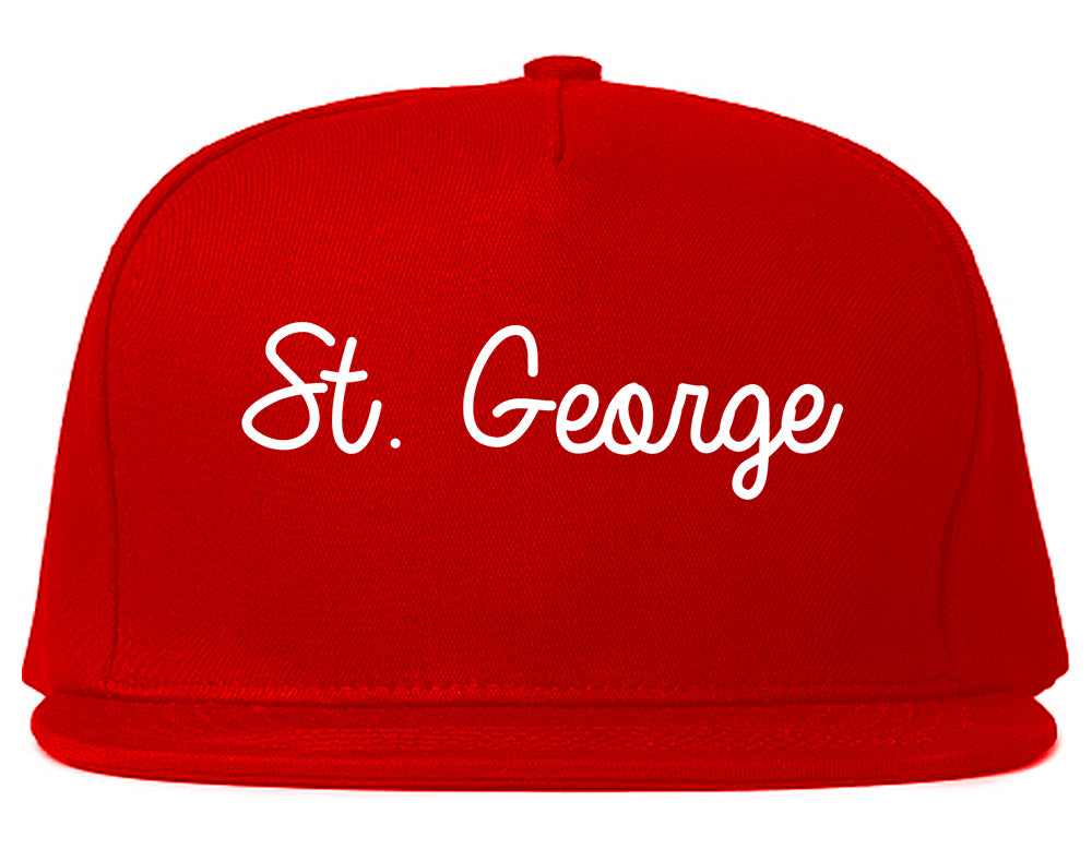 St. George Utah UT Script Mens Snapback Hat Red