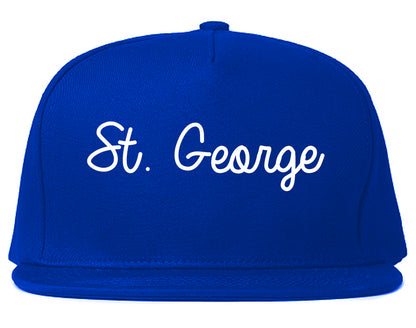 St. George Utah UT Script Mens Snapback Hat Royal Blue