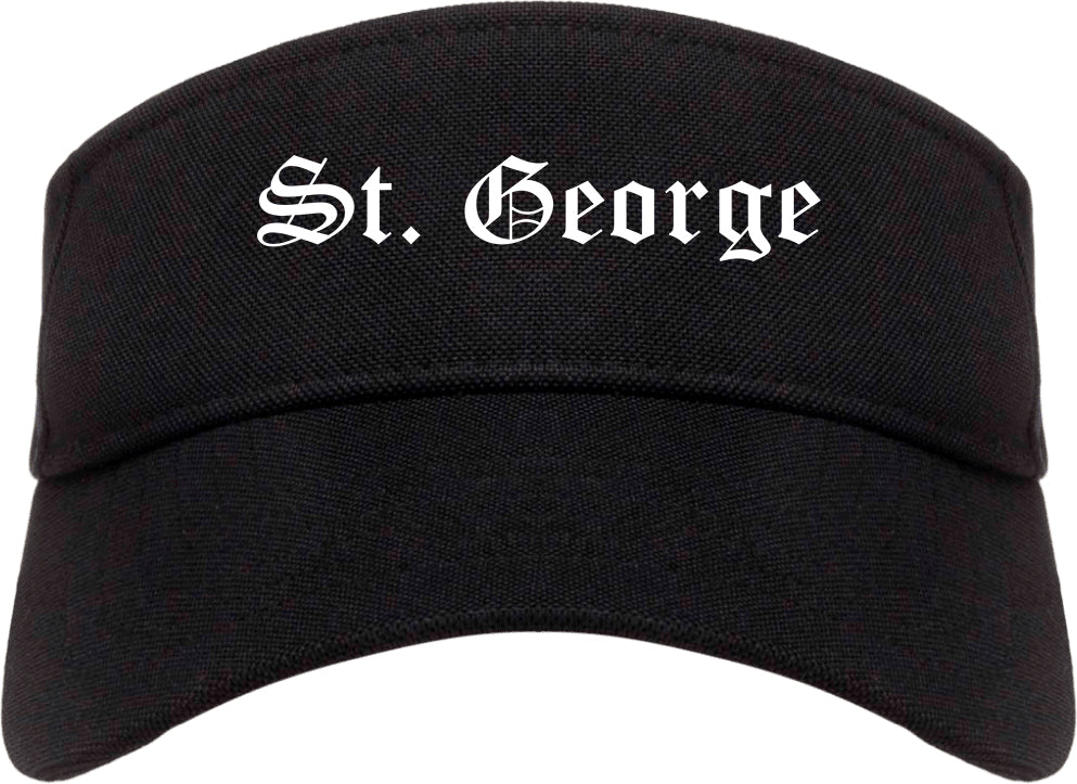 St. George Utah UT Old English Mens Visor Cap Hat Black
