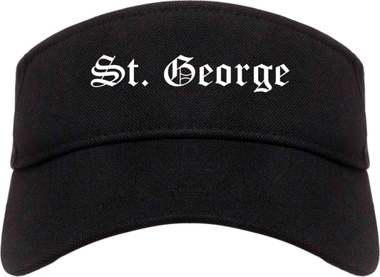 St. George Utah UT Old English Mens Visor Cap Hat Black