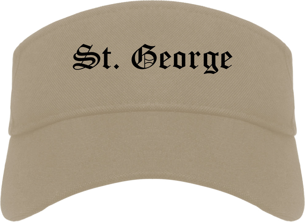 St. George Utah UT Old English Mens Visor Cap Hat Khaki