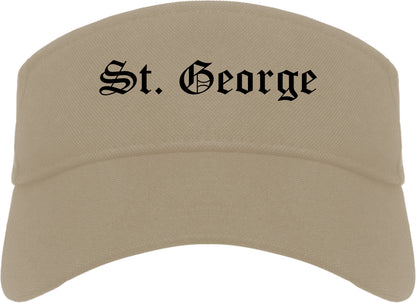 St. George Utah UT Old English Mens Visor Cap Hat Khaki