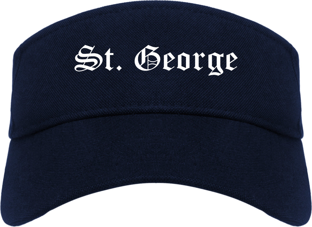 St. George Utah UT Old English Mens Visor Cap Hat Navy Blue