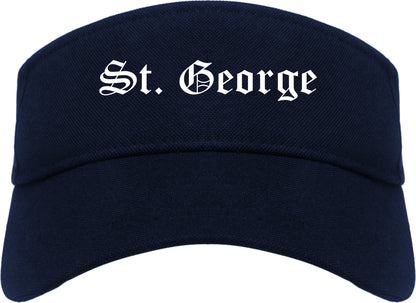 St. George Utah UT Old English Mens Visor Cap Hat Navy Blue