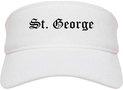 St. George Utah UT Old English Mens Visor Cap Hat White