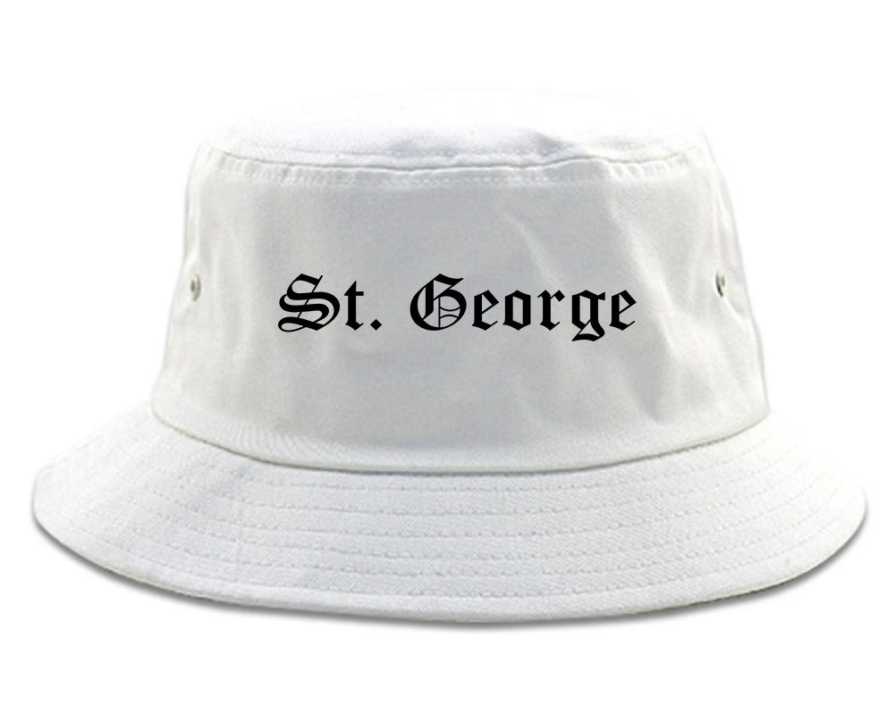 St. George Utah UT Old English Mens Bucket Hat White